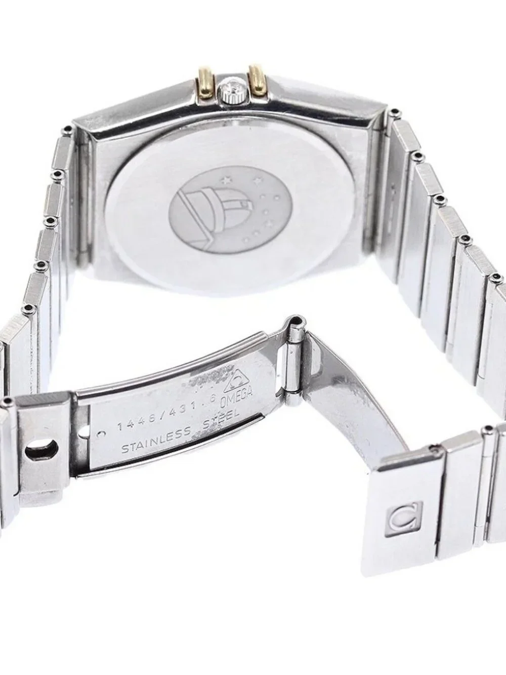 OMEGA Constellation flat bezel Date gold Dial Quartz Men's Watch_958289